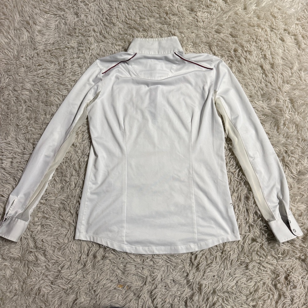 Women’s Medium White Essex Classics Long Sleeve Horseback Riding Show Shirt - Picture 3 of 4
